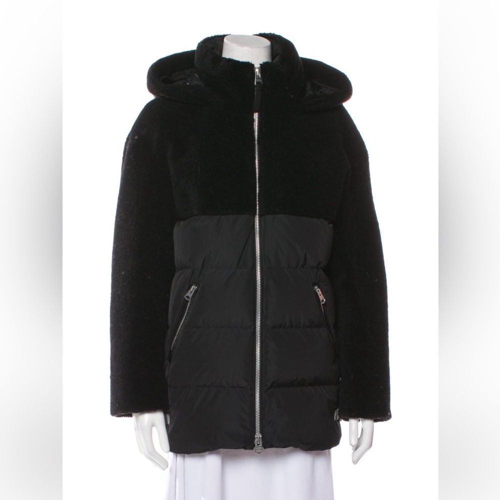Mackage Black Hooded Mixed Media Puffer Coat - Picture 4 of 5